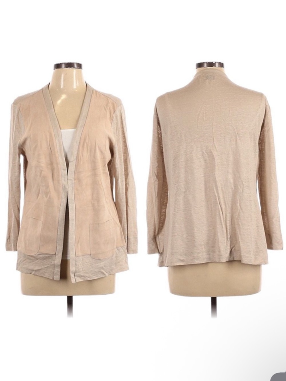 ECRU Tan Suede Linen Cardigan L